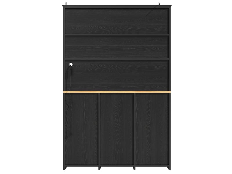 Buffet de cuisine haut 120x40x180 cm – noir – 3 portes, 3 tiroirs et éclairage led multicolore piloté par application - Conforama D