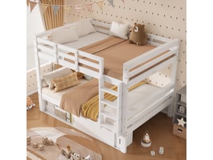 Lit superposé 140x200 cm <strong></strong> <strong>CozyNest</strong> coloris blanc