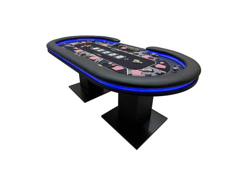  Home deluxe table de poker led avec mallette de poker et 10 chaises straight flush | avec éclairage led i table de jeu table de poker casino  - Conforama E