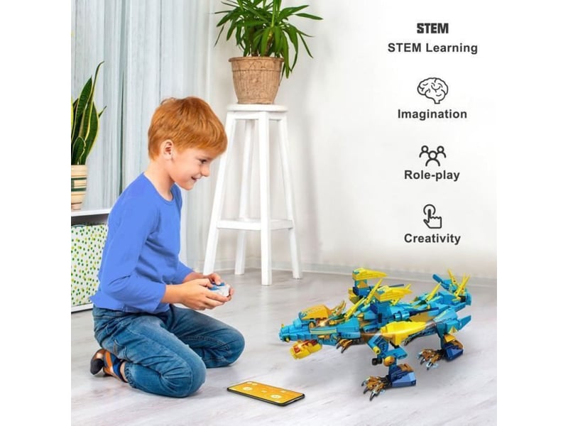 Jeu de construction dinosaure electrique 515 pieces dragon aquatique avec commande a distance et rotation 360  - Conforama D