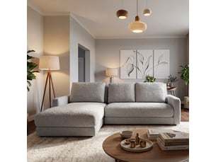 Canapé venezia laine bouclée angle g taupe 3 pl
