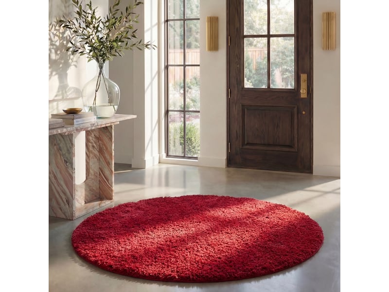  Tapis shag en polypropylène rouge, 160 cm  - Conforama B
