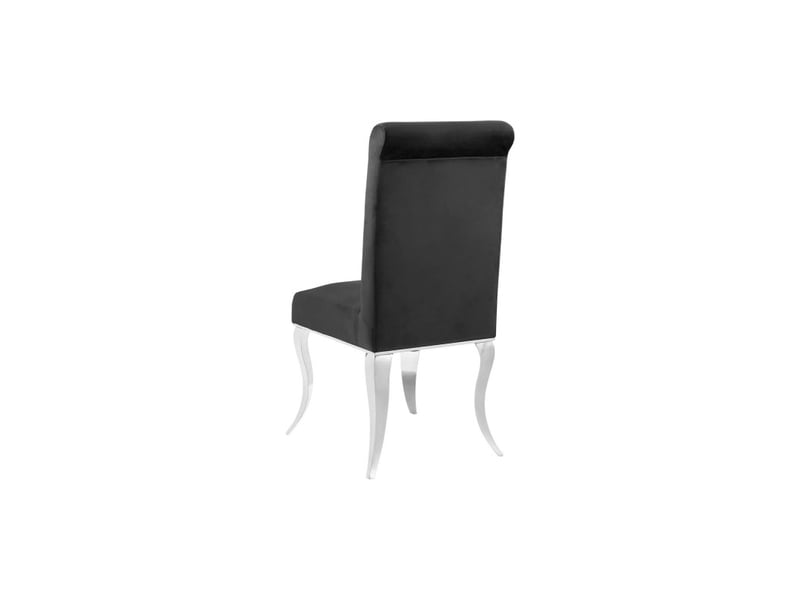  Lot de 2 chaises baroques velena en velours noir avec haut dossier et pieds argentés galbés  - Conforama D