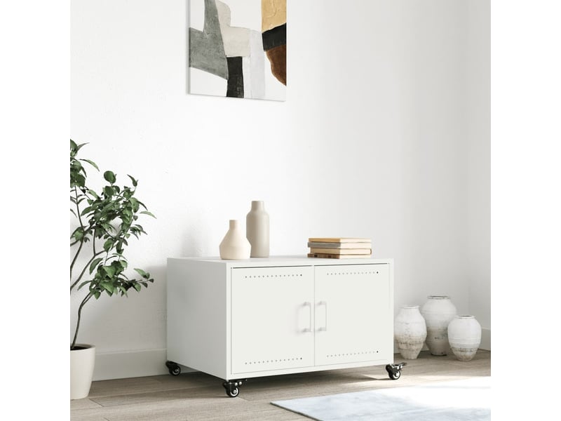  Table basse - table de salon - table à thé blanc 68x50x43,5 cm acier  - Conforama C