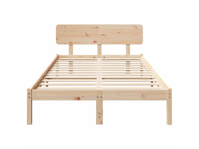  Lit double- lit adulte -  cadre de lit avec tête de lit naturel 120 x 190 cm pin massif  - Conforama D