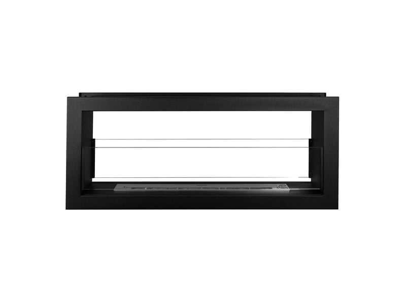  Montefalco 90 - foyer bioéthanol encastrable double face 90x40x15,2 cm avec brûleur en acier de 1,5 l  - Conforama E