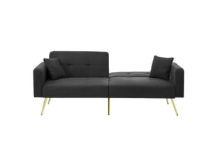 Canapé droit compressé convertible BEAUNIV 2 places Tissu bouclette gris foncé