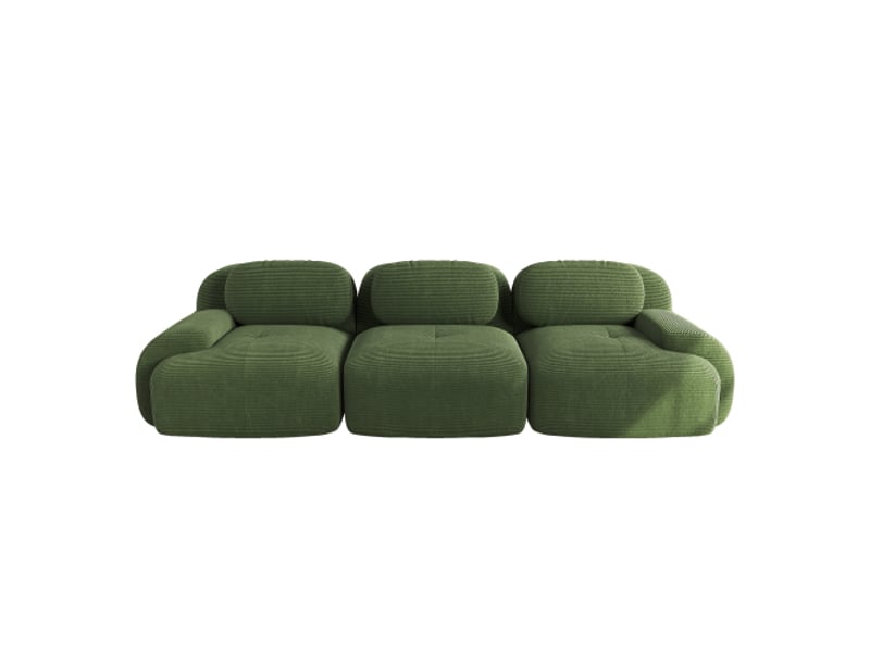  Canapé 3 places en velours côtelé premium, sans cadre, modulable, antidérapant, sans montage, accoudoirs ergonomiques - vert  - Conforama A
