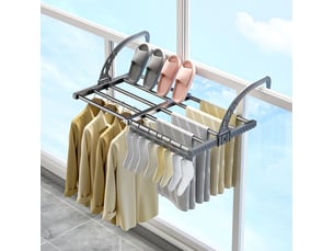 Crochets muraux étendoir linge intérieur, extérieur, séchoir à linge balcon, radiateur, mural, télescopique sèche linge suspendu 38-55 cm, gris