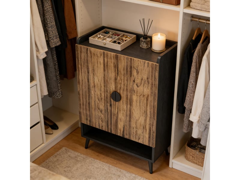  Meuble à chaussures 2 portes avec 7 niveaux réglables en panneaux de particules 75,9×37,1×109,9 cm noir et marron  - Conforama B