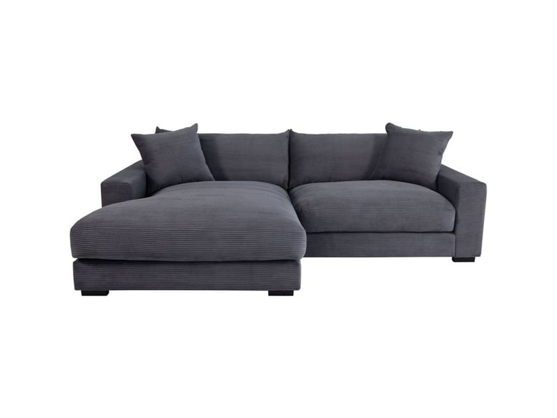  Canape angle gauche pedro velours côtelé anthracite 261x180x82 cm, 3 places fixe avec accoudoirs PEDRO-REC.3S cord R, Zoom 22 - Conforama A