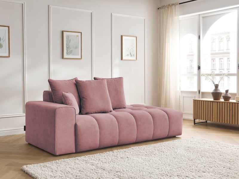  Bobochic canapé droit fixe mont-blanc velours rose  accoudoir gauche MONT-BLANC - Conforama D