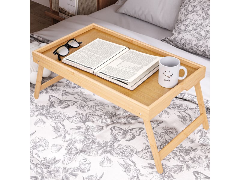  Plateau de petit-déjeuner en bois avec pieds pliants 40x30x19cm  - Conforama E