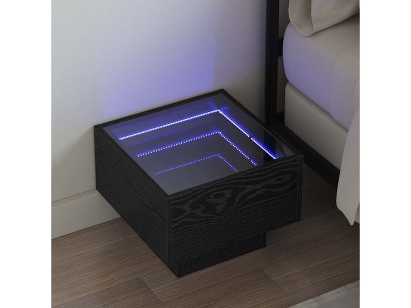  Table de chevet - table basse chêne noir 40 x 40 x 30 cm bois d'ingénierie  - Conforama C