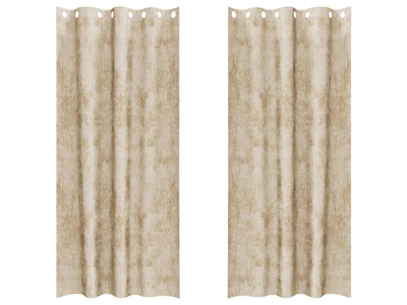  Lot de 2 rideaux en velours, rideaux de fenêtre crème 225 x 140 cm velours cf44190  - Conforama A