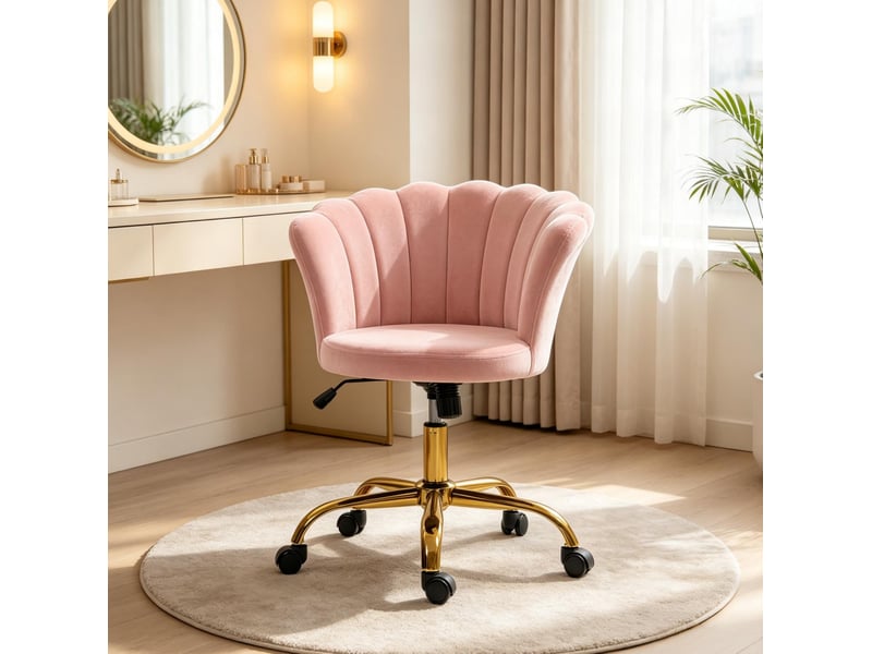  Chaise de bureau en velours rose, hauteur réglable evryae  - Conforama C