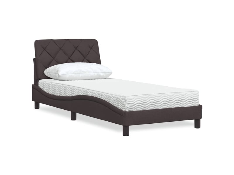  Lit adulte, lit simple, lit avec matelas marron foncé 80x200cm tissu cf17621  - Conforama B