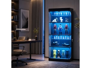 Vitrine coloris noir 4 étagère(s) <strong>DESMIU</strong> <strong></strong> - 80 cmx165 cm