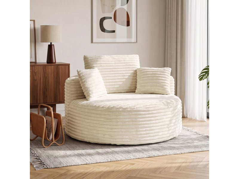  Canapé 1 place, canapé de salon, crème, assise profonde, sans structure, mobilier pour espace de vie, pour salon et séjour  - Conforama R