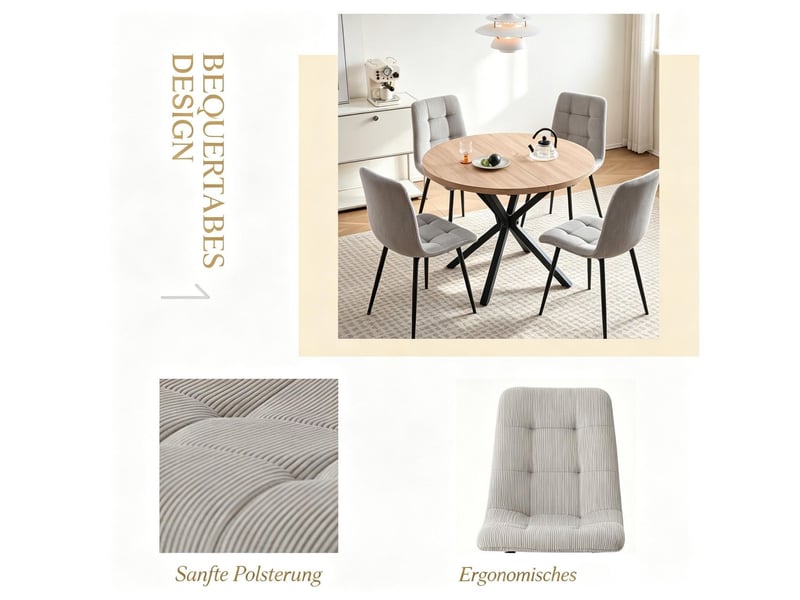  Lot de chaises 4 pièces siège rembourré chaise repas dossier haut usage lecture usage bureau  - Conforama C