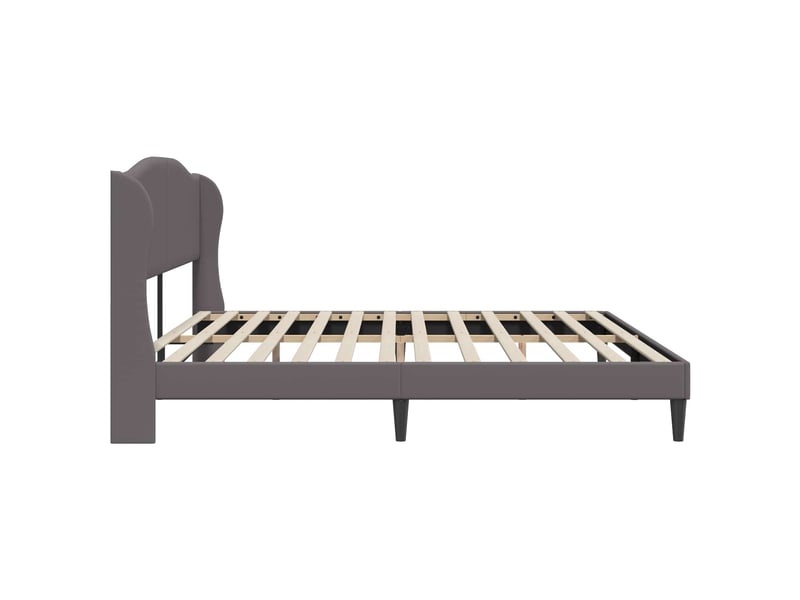  Lit double- lit adulte -  cadre de lit avec tête de lit gris 200 x 200 cm simili cuir  - Conforama D