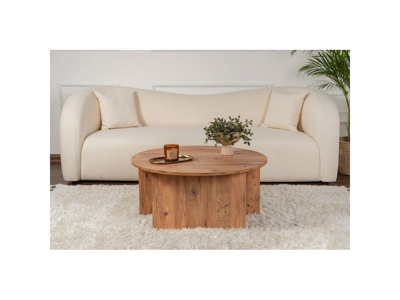  Table basse ronde en bois mdf mélaminé pin atlantique ø90 x 41 cm  - Conforama E