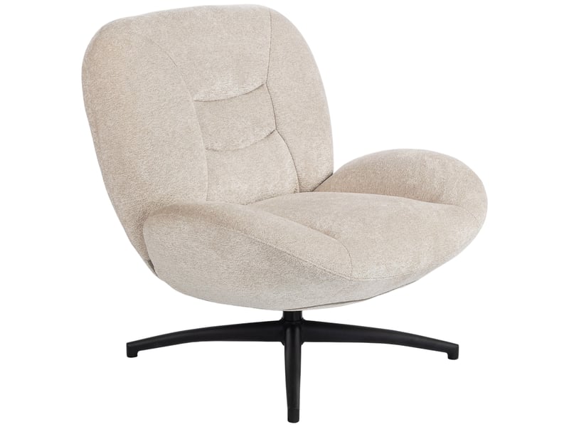  Fauteuil pivotant à 360° en tissu chenille et acier blanc crème 89 x 83 x 85 cm  - Conforama B
