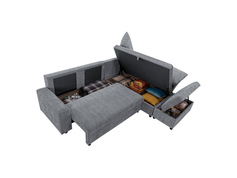  Canapé d'angle gris convertible 3 places  - Conforama N