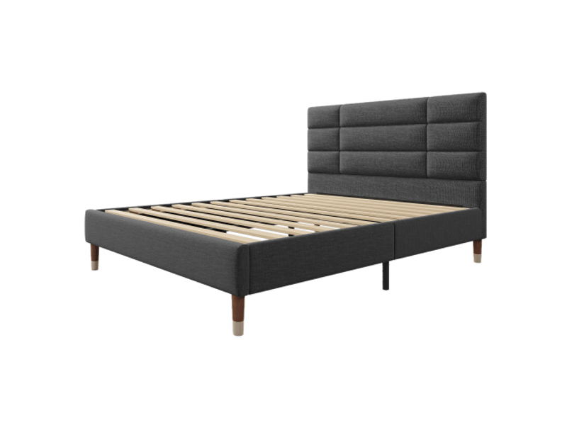  Lit double 140x200 cm coffre de rangement avec sommier et matelas à ressorts  - Conforama A