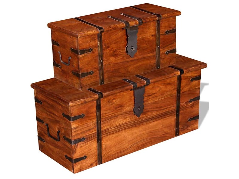 Ensemble de deux coffres de rangement bois massif - Conforama A