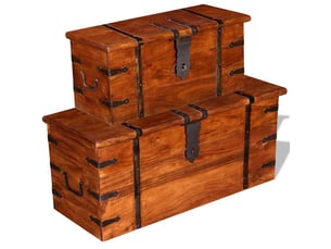 Ensemble de deux coffres de rangement bois massif