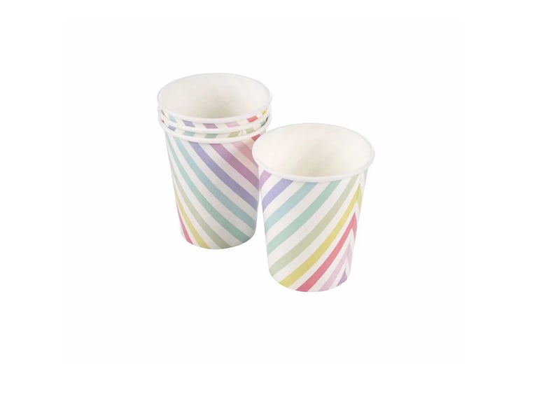  Lot de 6 gobelets en carton rayures pastel  - Conforama A