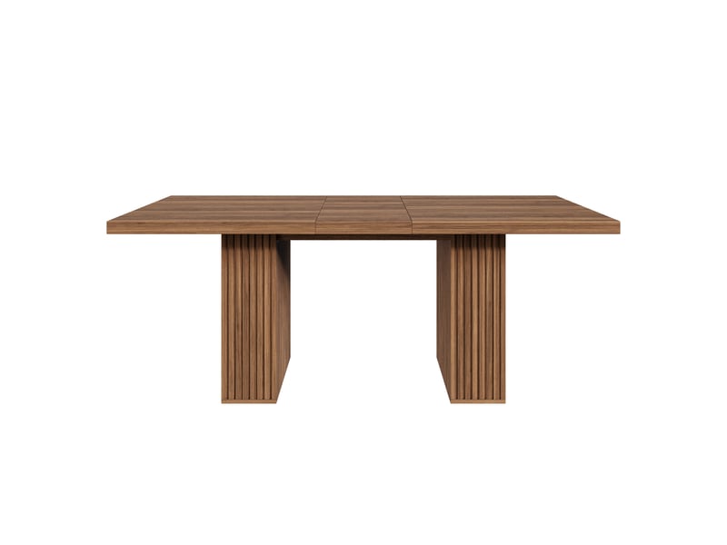  Table à manger extensible 150-190x90 cm - 6 à 8 personnes - 2 rangements - rallonge intégrée - pieds rainurés - mdf - noyer CozyNest - Conforama A