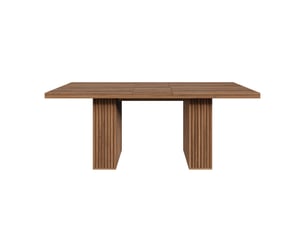 Table à manger extensible 150-190x90 cm - 6 à 8 personnes - 2 rangements - rallonge intégrée - pieds rainurés - mdf - noyer