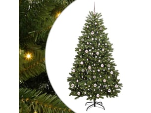 Sapin de noël, arbre de noël artificiel 210 cm 300 led blanc chaud vert shl8478