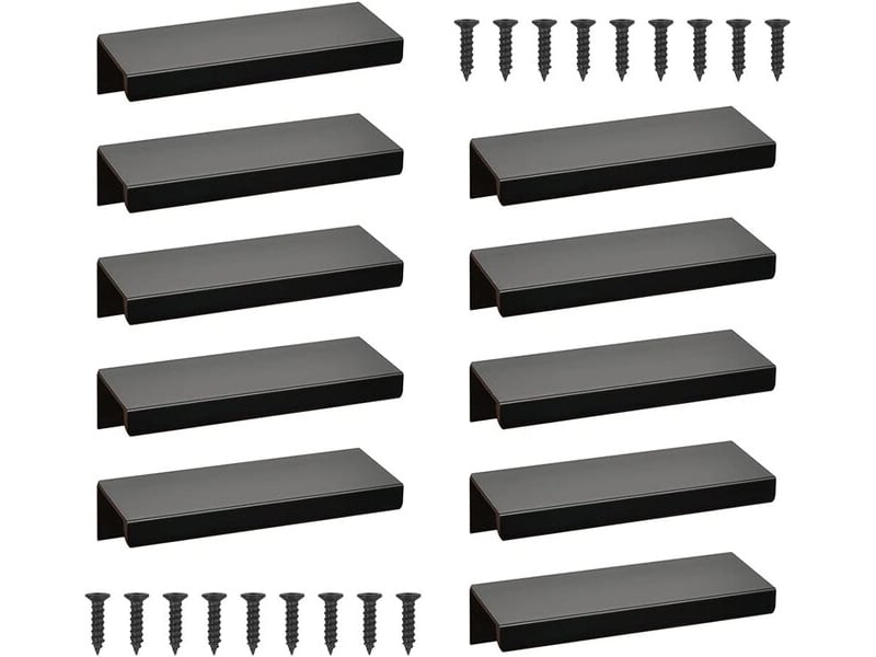  Lot de 10 poignées cachées en aluminium noir 80 mm, poignées pour portes de terrasse, cuisine et tiroirs  - Conforama A