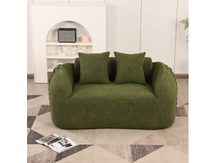 Canape droit moderne 2 places 155x90x67 cm compressé, incurvé, mousse et tissu chenille couleur vert