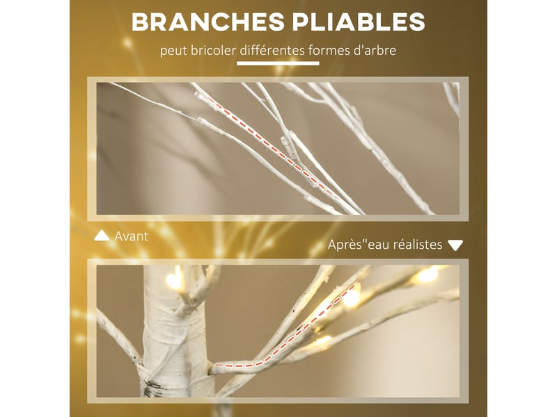  Arbre lumineux led, décoration lumineuse blanc chaud, 96 leds 180 cm, décoration de noël, chambre, maison, blanc  - Conforama R