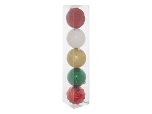 Kit de 5 boules de noël en plastique coloris assortis d. 150 mm