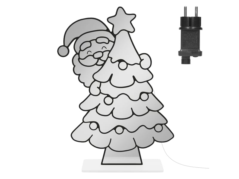 Ecd germany décoration de noël lumineuse avec effet miroir infini, figurine 3d double face, père noël led avec sapin, lampe décorative pour fenêtre ou porte avec minuterie, éclairage d'intérieur ECD Germany GmbH - Conforama B