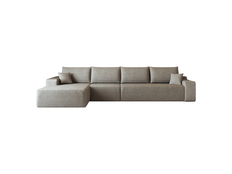  Canapé d’angle en l camel, 340 × 175 × 83 cm, configuration en l avec méridienne, espace de détente généreux, assise accueillante  - Conforama A