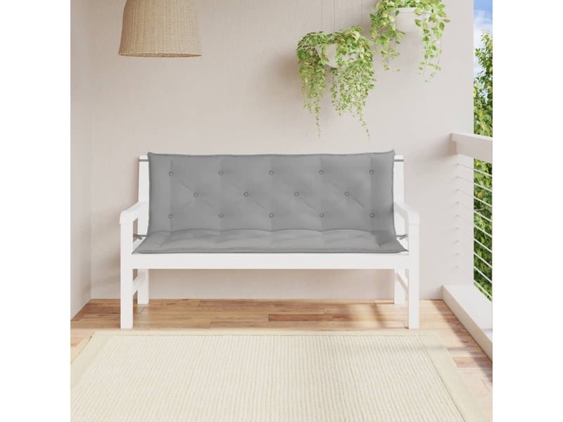  Lot de 2 coussins de banc jardin, coussins d'assise gris 150x50x7 cm tissu oxford cf58725  - Conforama B