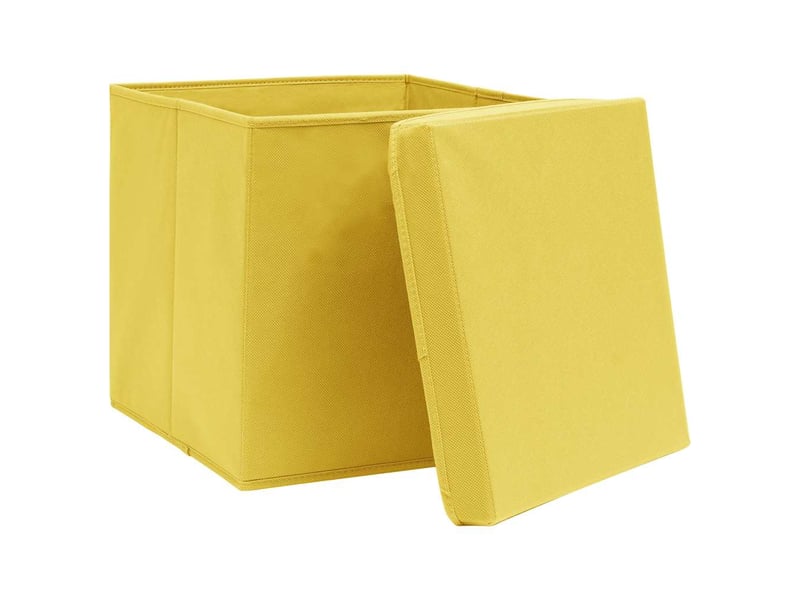  Boîtes de rangement avec couvercles 10 pcs 28x28x28 cm jaune  - Conforama C