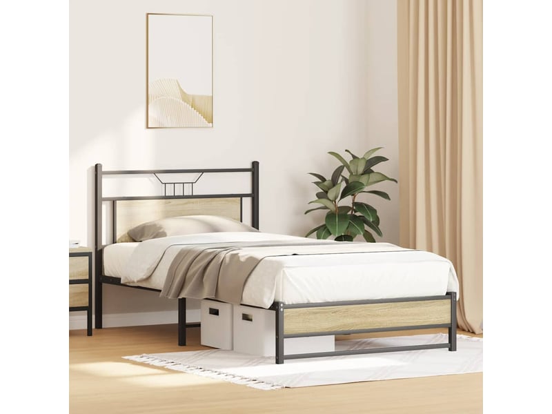  Lit simple- lit adulte -  cadre de lit sans matelas chêne sonoma 100x200 cm  - Conforama D