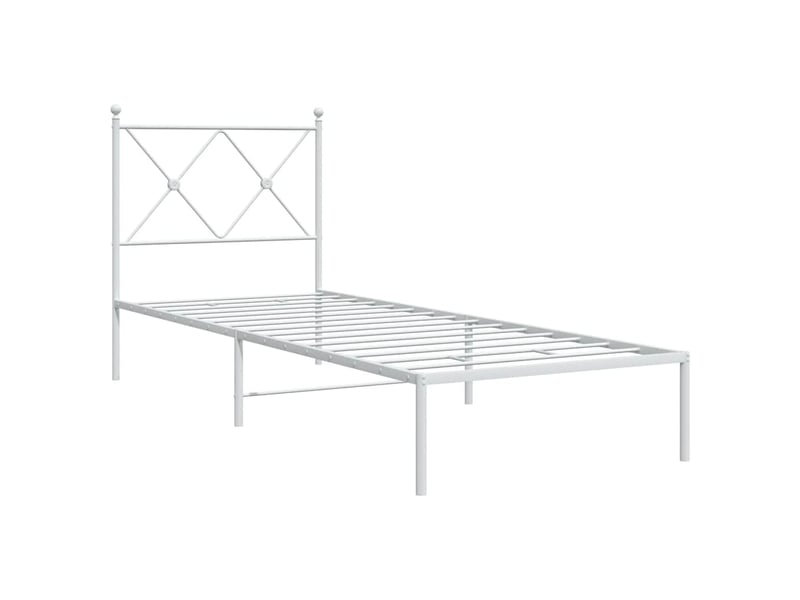  Lit simple- lit adulte -  cadre de lit métal sans matelas avec tête de lit blanc 80x200cm  - Conforama B