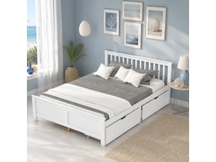 Lit avec rangement 140x200 cm coloris blanc