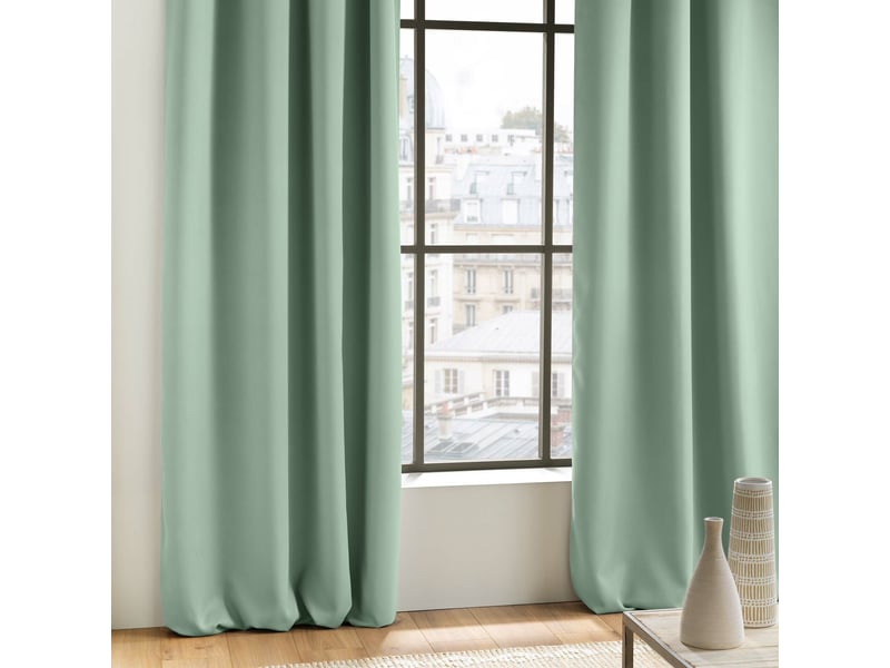  Lot de 2 rideaux à œillets grande hauteur 135 x 280 cm occultants unis occult sauge  - Conforama D