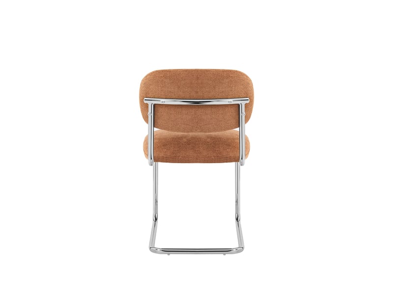  Lot de 4 chaises salle à manger tissu terracotta, pied chrome - arc  - Conforama D