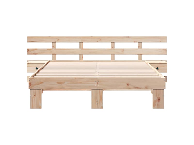  Lit double- lit adulte -  cadre de lit avec tête de lit marron 160 x 200 cm pin massif  - Conforama D