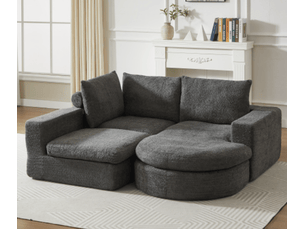 Canapé droit compressé convertible <strong>STILVORA</strong> <strong></strong> 3 places Tissu gris